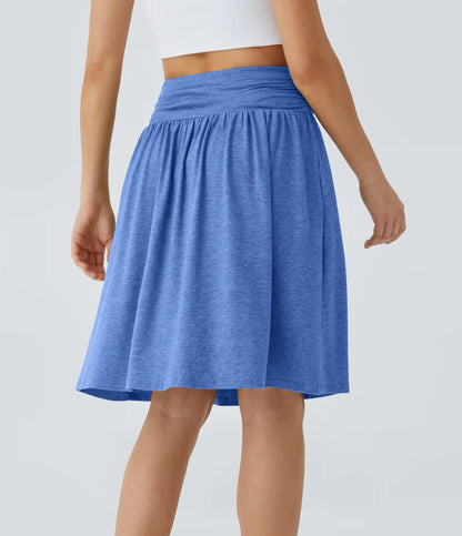 High Waisted Ruched Pocket Flowy Skirt