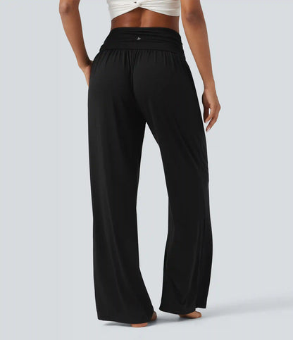 High Waisted Ruched Heathered Yoga Baggy Pants with Pockets