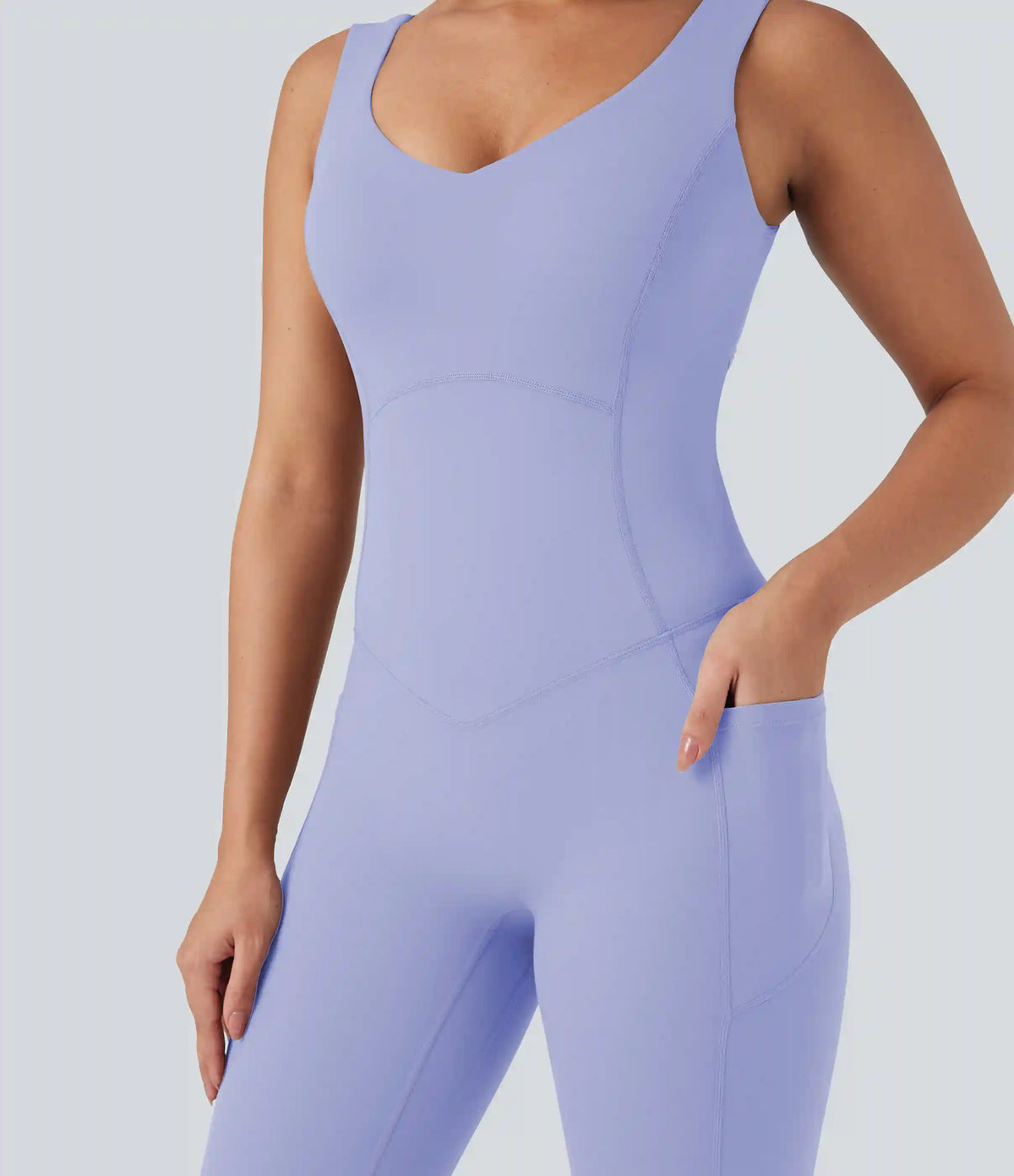 Halara UltraSculpt™ V Neck Tummy Control Butt Lifting Workout Jumpsuit with Pockets