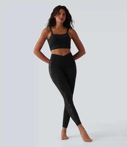 SoftlyZero™ U Neck Lace Cropped Yoga Tank Top