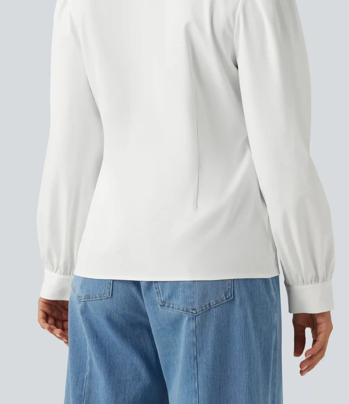 Henley Neck Puff Long Sleeve Casual Blouse