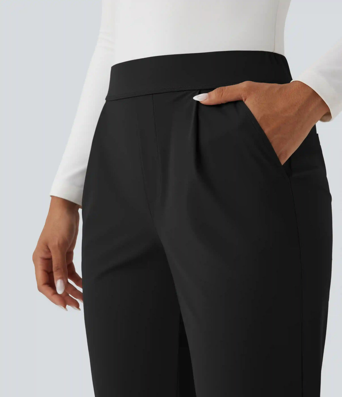 High Waisted Quick Dry Travel Tapered Pants with Pockets