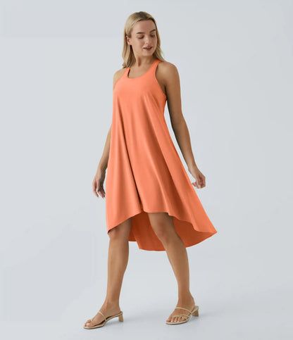 Breezeful™ RacerPocket High Low Flowy Midi Quick Dry Casual Dress