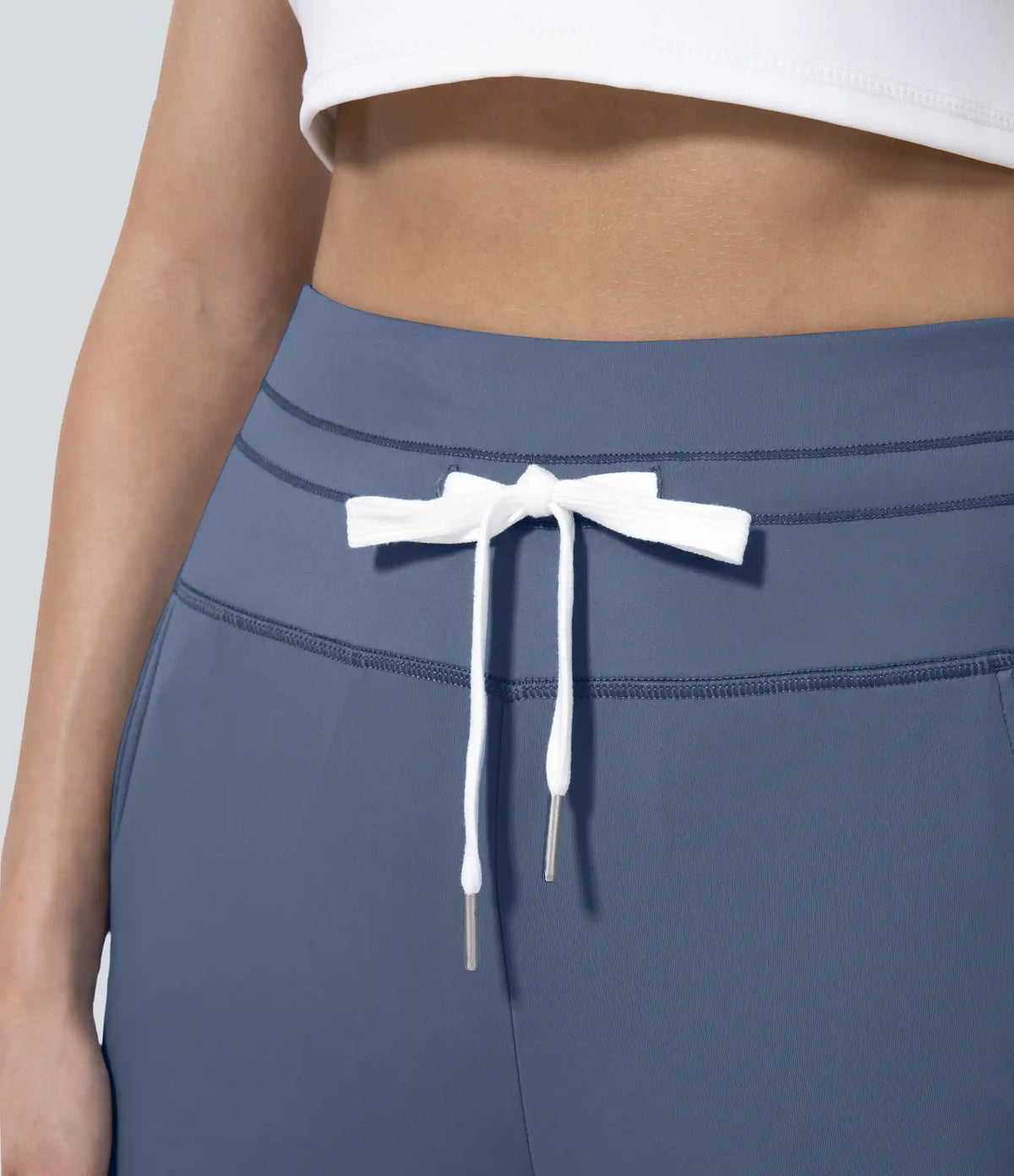 SoftlyZero™ Plush High Waisted Drawstring Pocket Plain Capri Yoga Joggers