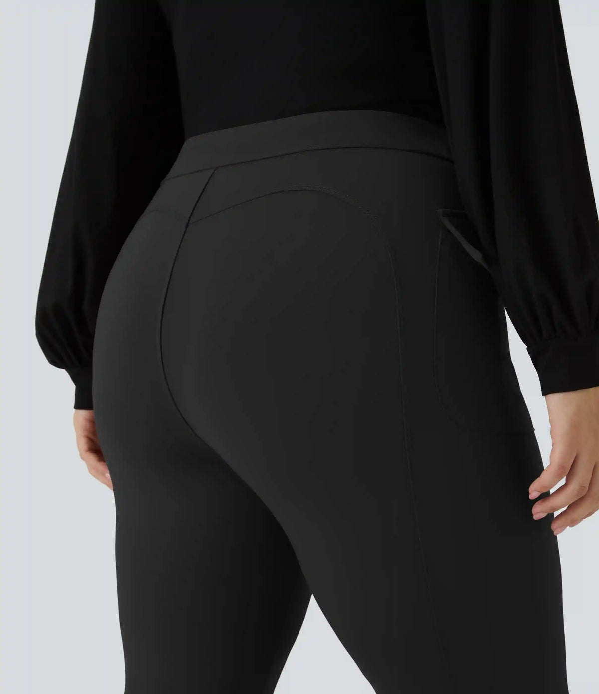 High Waisted Side Flap Pocket Flare Plus Size Casual Cargo Pants