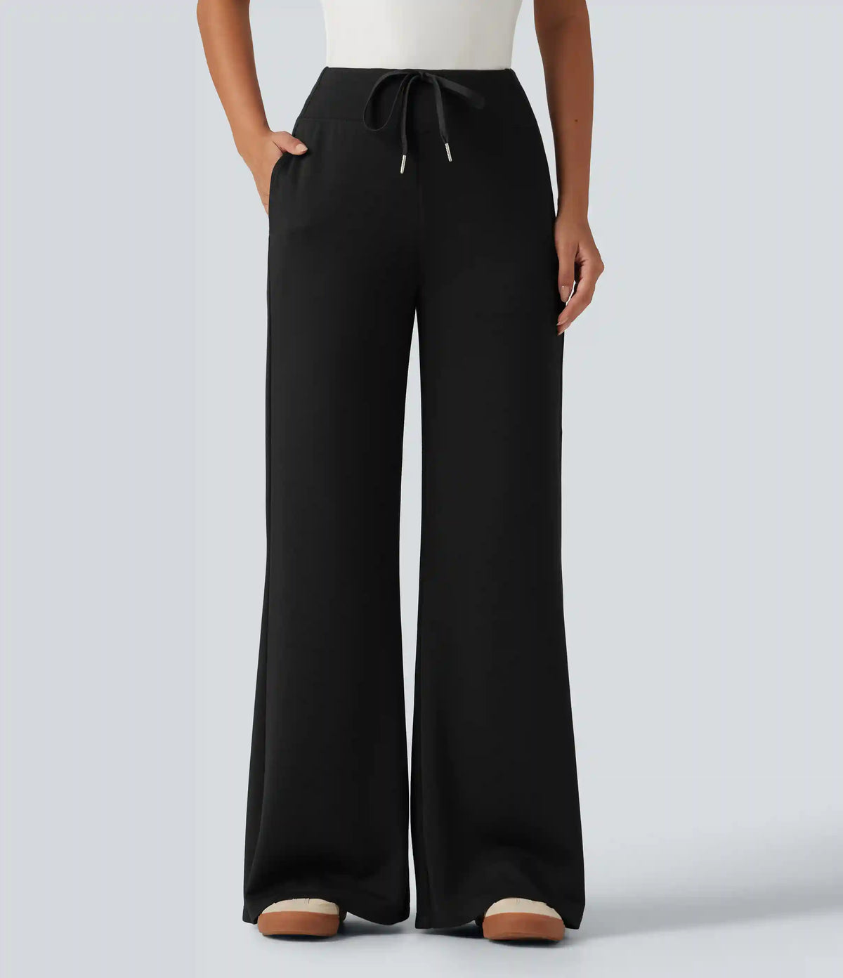 Mid Rise Drawstring Bootcut Casual Sweatpants with Pockets