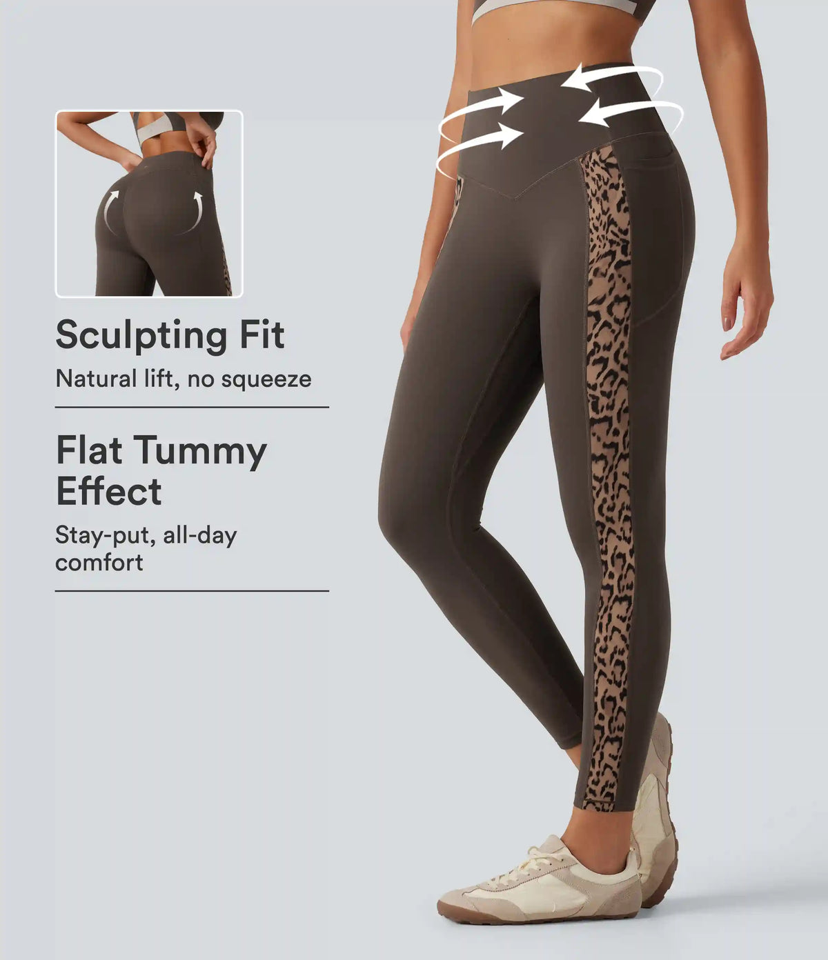 Halara UltraSculpt™ Leopard Print High Waisted Tummy Control Butt Lifting Yoga Leggings with Pockets