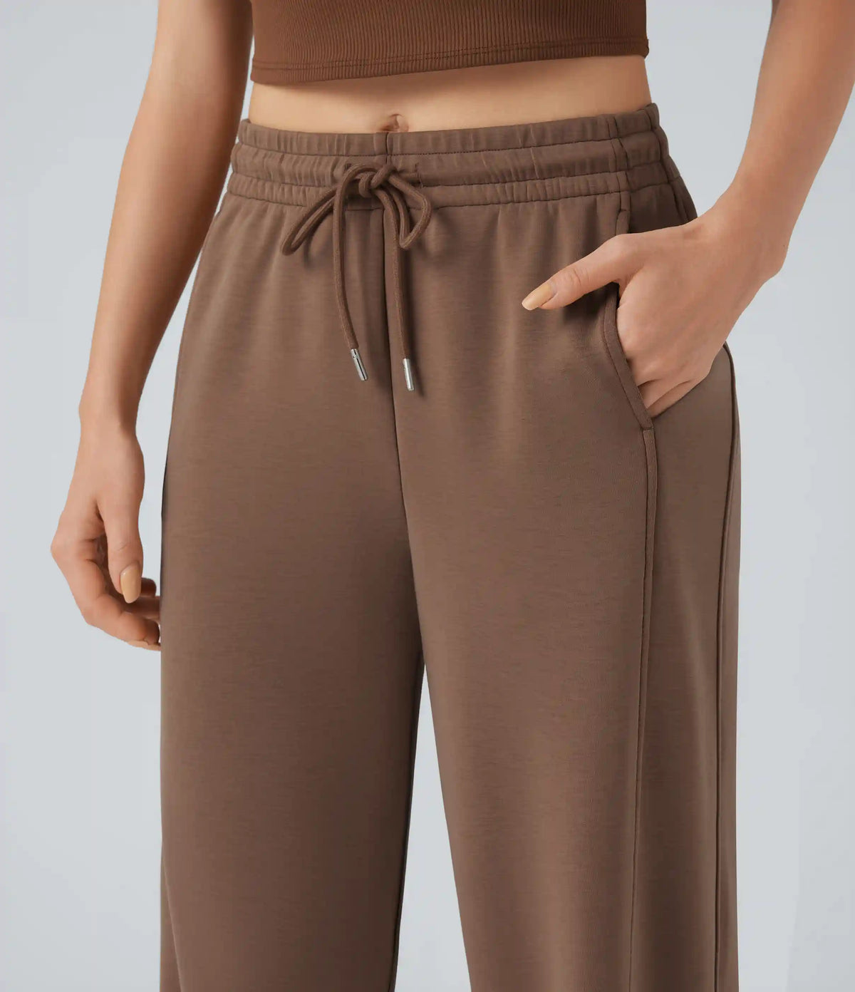 SpacerTek™ Mid Rise Drawstring Casual Straight-leg Pants with Pockets