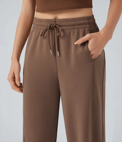 SpacerTek™ Mid Rise Drawstring Casual Straight-leg Pants with Pockets