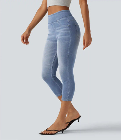 Halara Flex™ High-Waisted Denim Casual Capri Leggings with Pockets