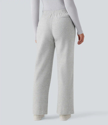 Mid Rise Straight Leg Work Pants with Pockets