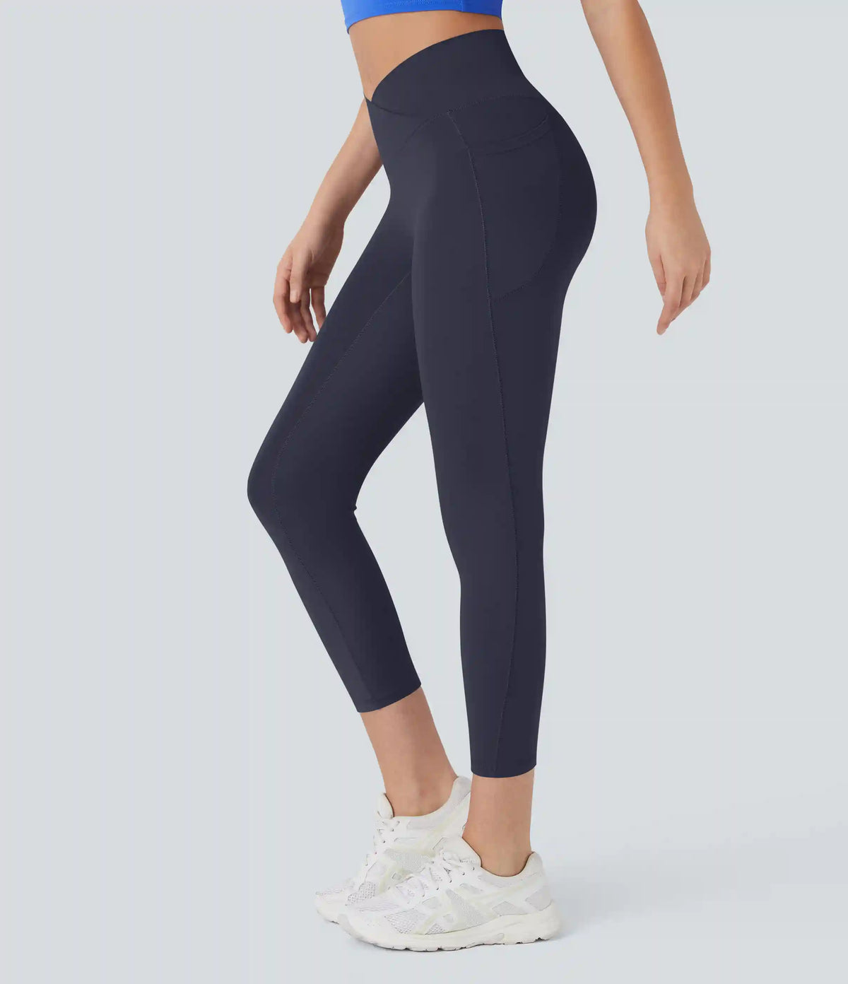 SoftlyZero™ High Waisted Crossover Pocket Capri Yoga Leggings