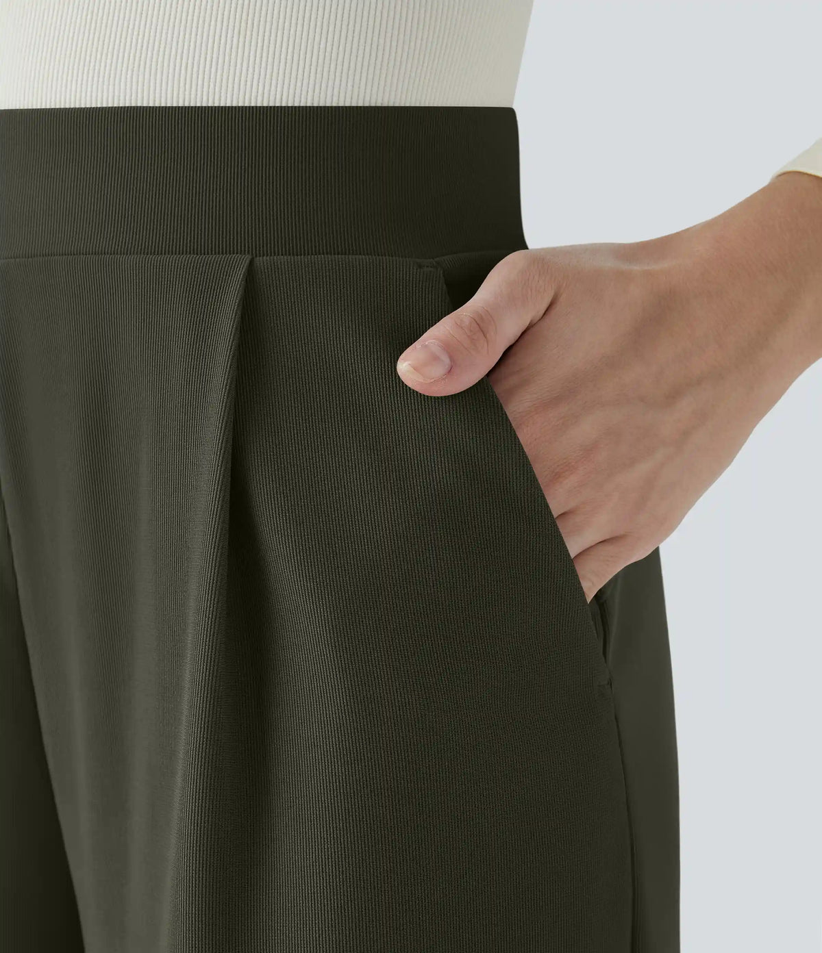 Halara Flex™ High Waisted Body Sculpt Waist-Slimming Pocket Wide Leg Micro Waffle Work Pants