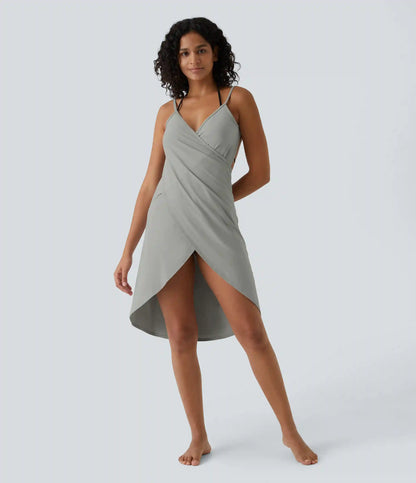 Spaghetti Strap Crossover Cover Up Wrap InstantCool Dress-UPF50+