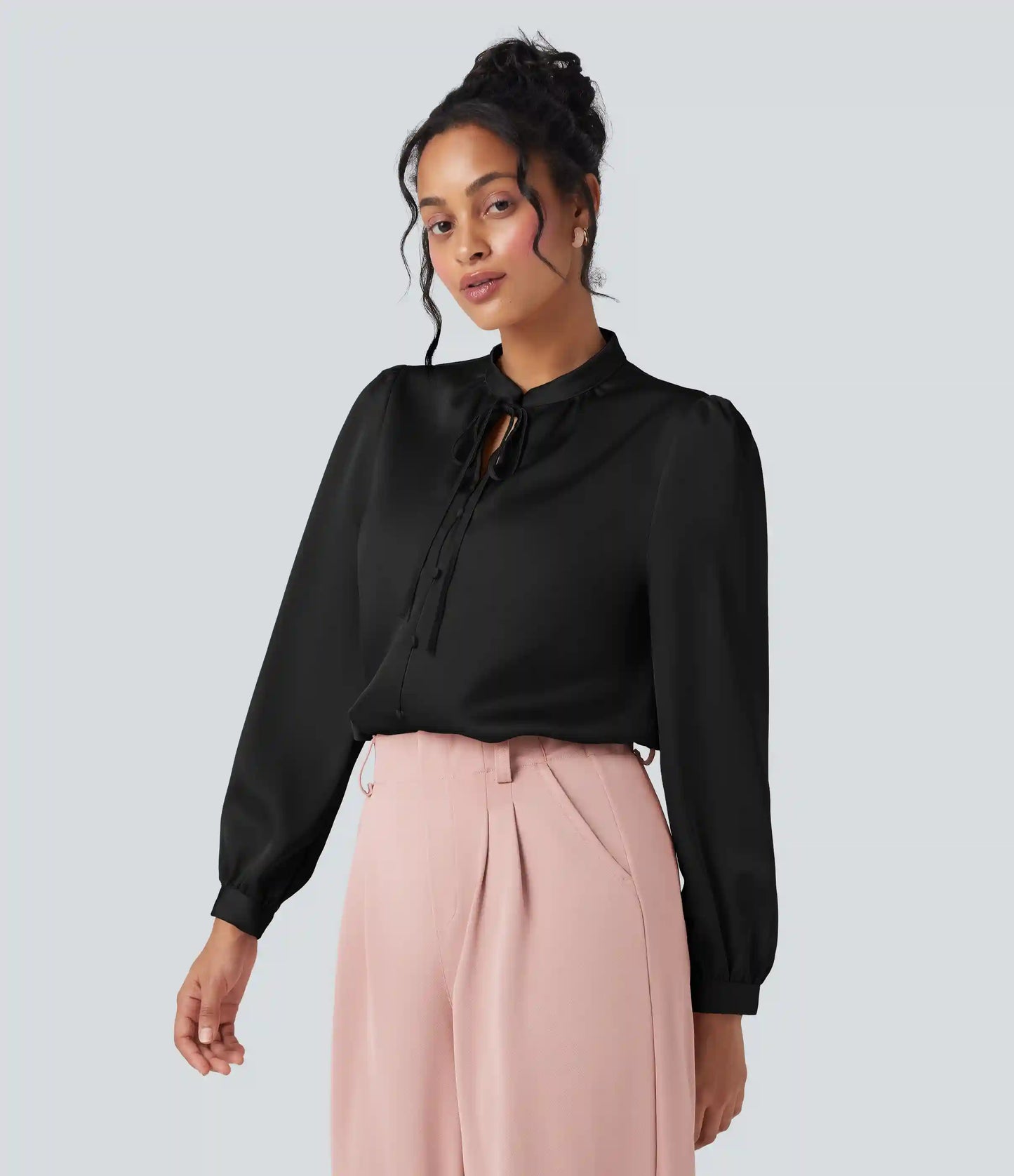 Tie Front Long Sleeve Work Shirt