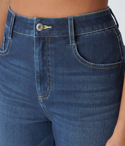 Halara Flex™ High Waisted Pockets Rolled Hem Wide Leg Washed Casual Jeans