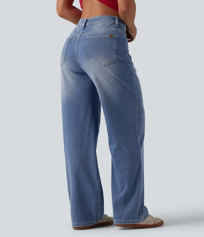 Halara Flex™ Mid Rise Straight Leg Casual Jeans with Pockets