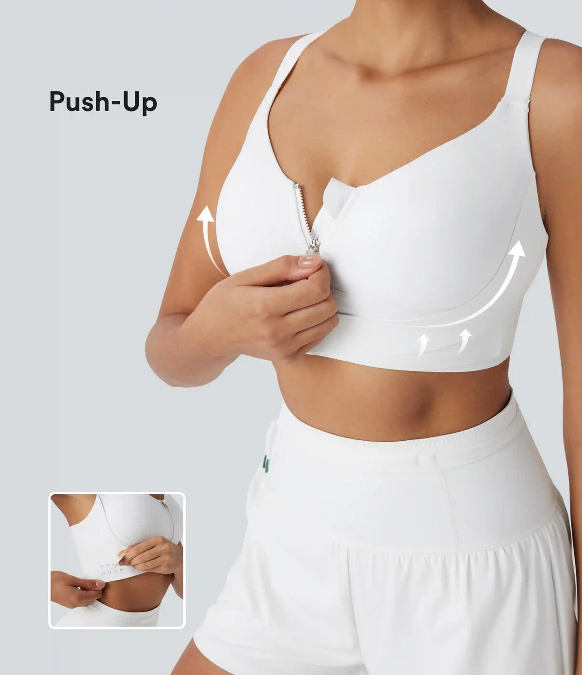 SpeedWave™ Medium Support Push Up Zipper Adjustable Buckle Quick Dry Running Sports Bra