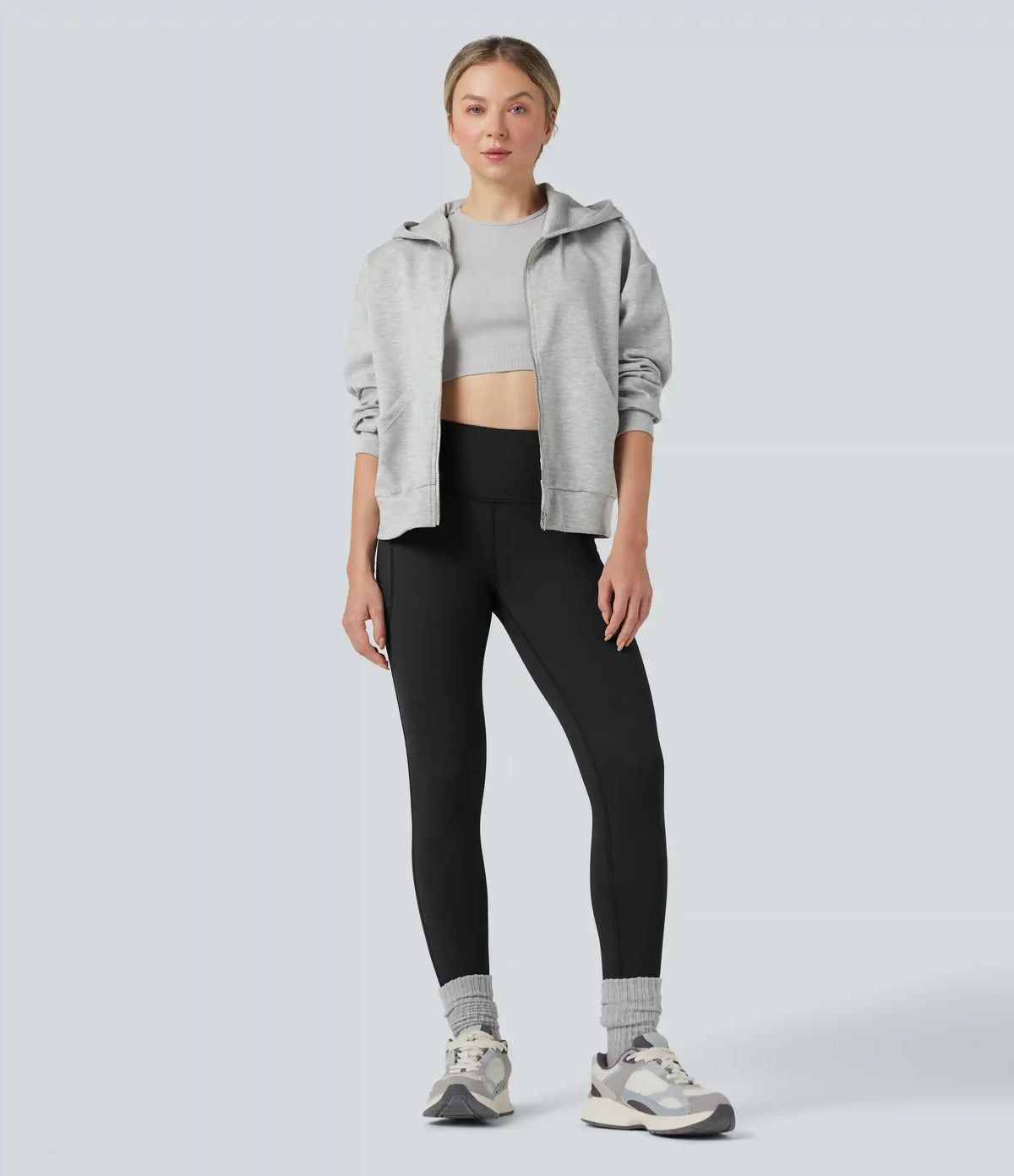 High Waisted Fleece 7/8 Hiking Leggings with Pockets