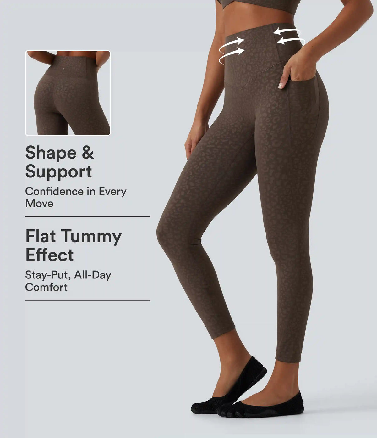 Halara UltraSculpt™ Leopard Print High Waisted Tummy Control Yoga Leggings with Pockets