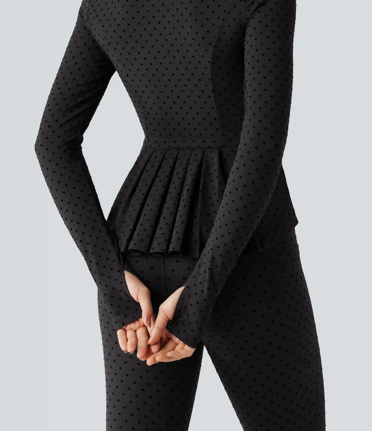 Halara UltraSculpt™ Stand Collar Long Sleeve Thumb Hole Pleated Polka Dot Yoga Jacket with Pockets