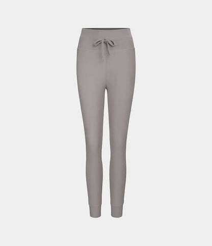 SoftlyZero™ Plush High Waisted Drawstring Pocket Plain Full Length Joggers
