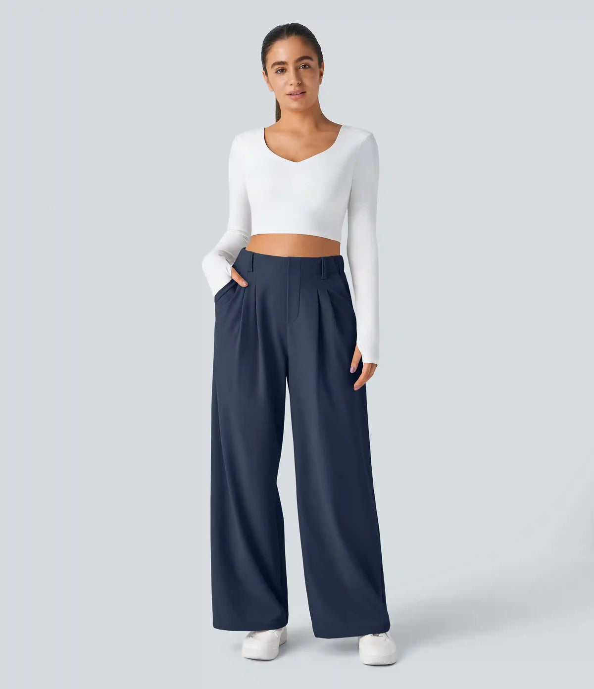 Halara Flex™ High Waisted Pocket Wide Leg Waffle Work Pants
