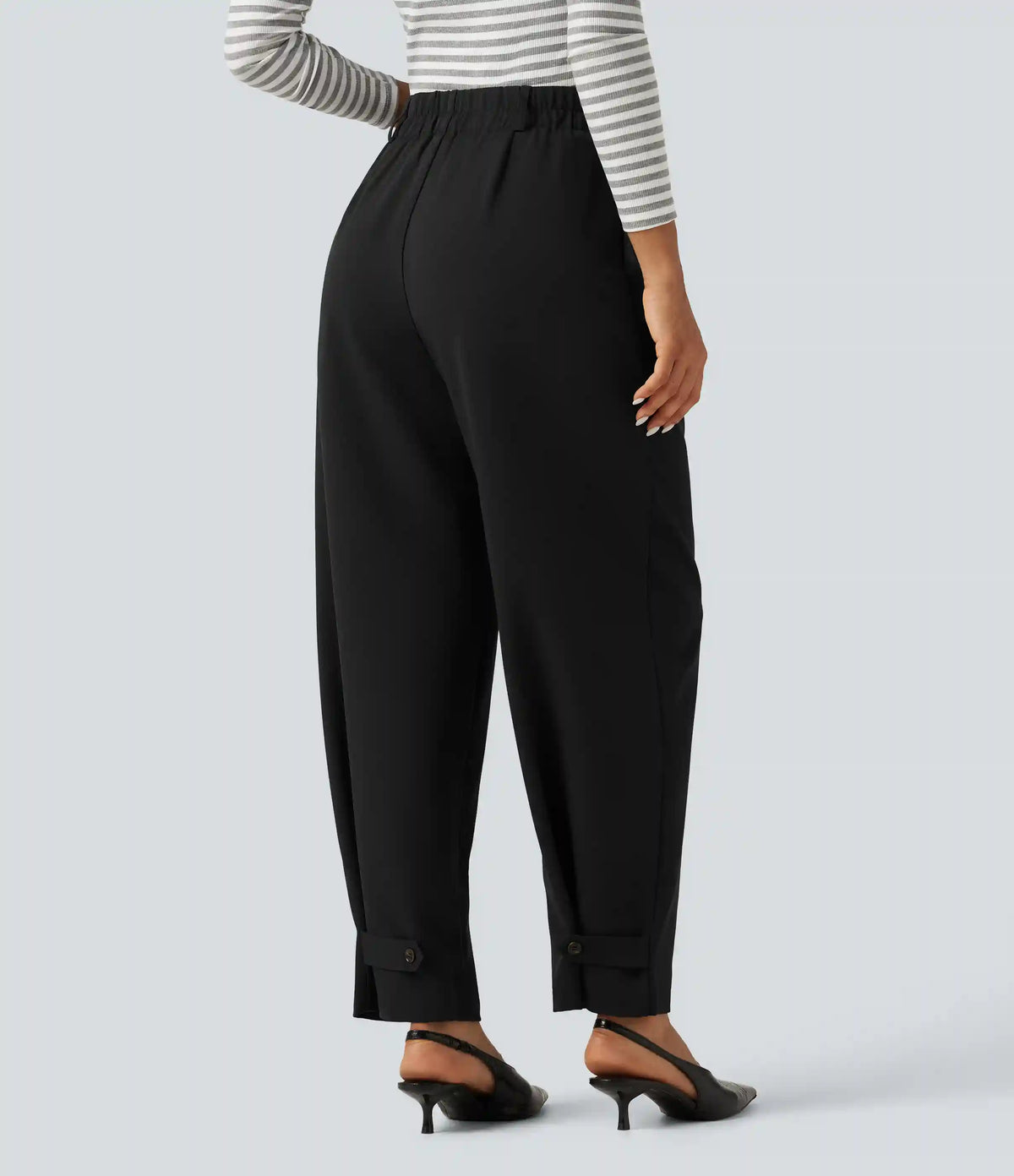 High Waisted Straight Leg Work Pants with Pockets
