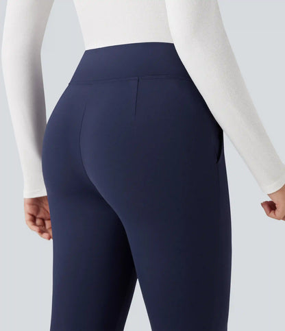 SoftlyZero™ Plush Thermal V Shaped High Waisted Zipper Work Pants with Pockets