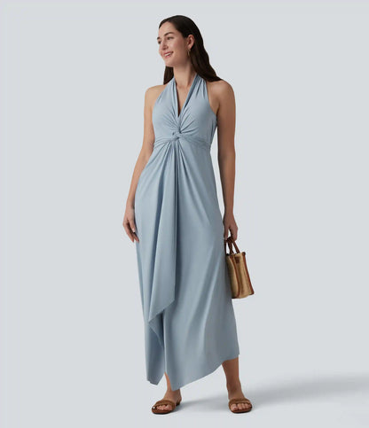 V Neck Tie Back Maxi Dress