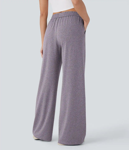 High Waisted Drawstring Pocket Wide Leg Baggy Casual Pants