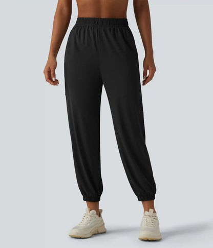 High Waisted Contrast Mesh InstantCool Workout Joggers with Pockets-UPF50+