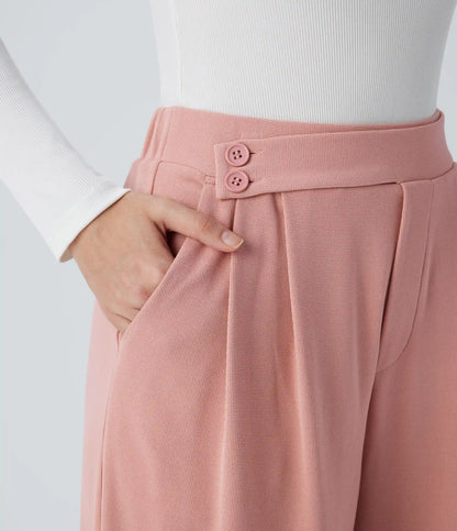 High Waisted Pocket Wide Leg Baggy Waffle Casual Pants