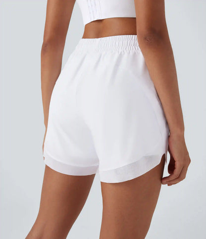 Mid Rise Drawstring Contrast Mesh 2-in-1 Flowy Running Shorts 5''