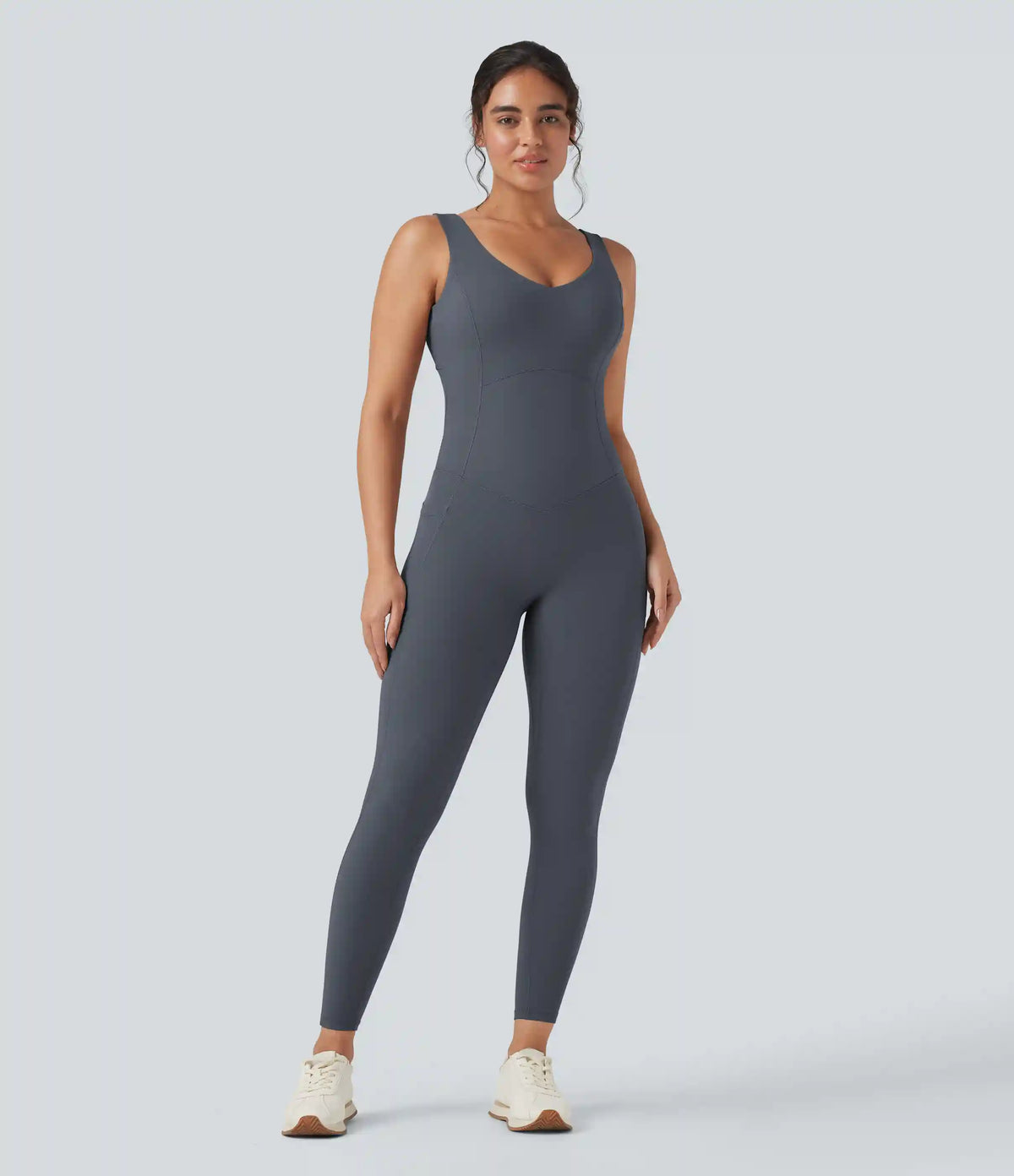 Halara UltraSculpt™ V Neck Tummy Control Butt Lifting Workout Jumpsuit with Pockets