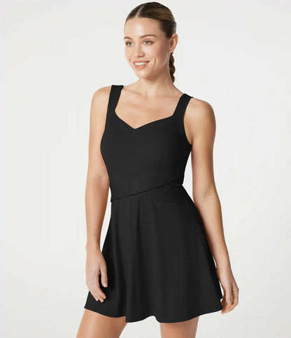 SoftlyZero™ Airy Built-in Bra 2-in-1 InstantCool Mini Tennis Active Dress with Pockets DD-F Cups-Easy Peezy Edition