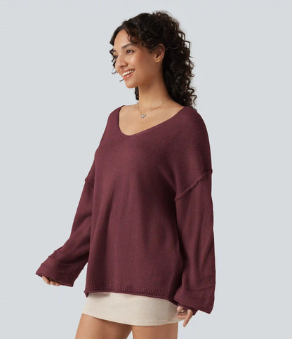 V Neck Long Sleeve Casual Sweater
