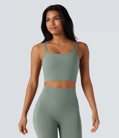 Halara UltraSculpt™ Double Straps Twisted Backless Cropped Yoga Tank Top