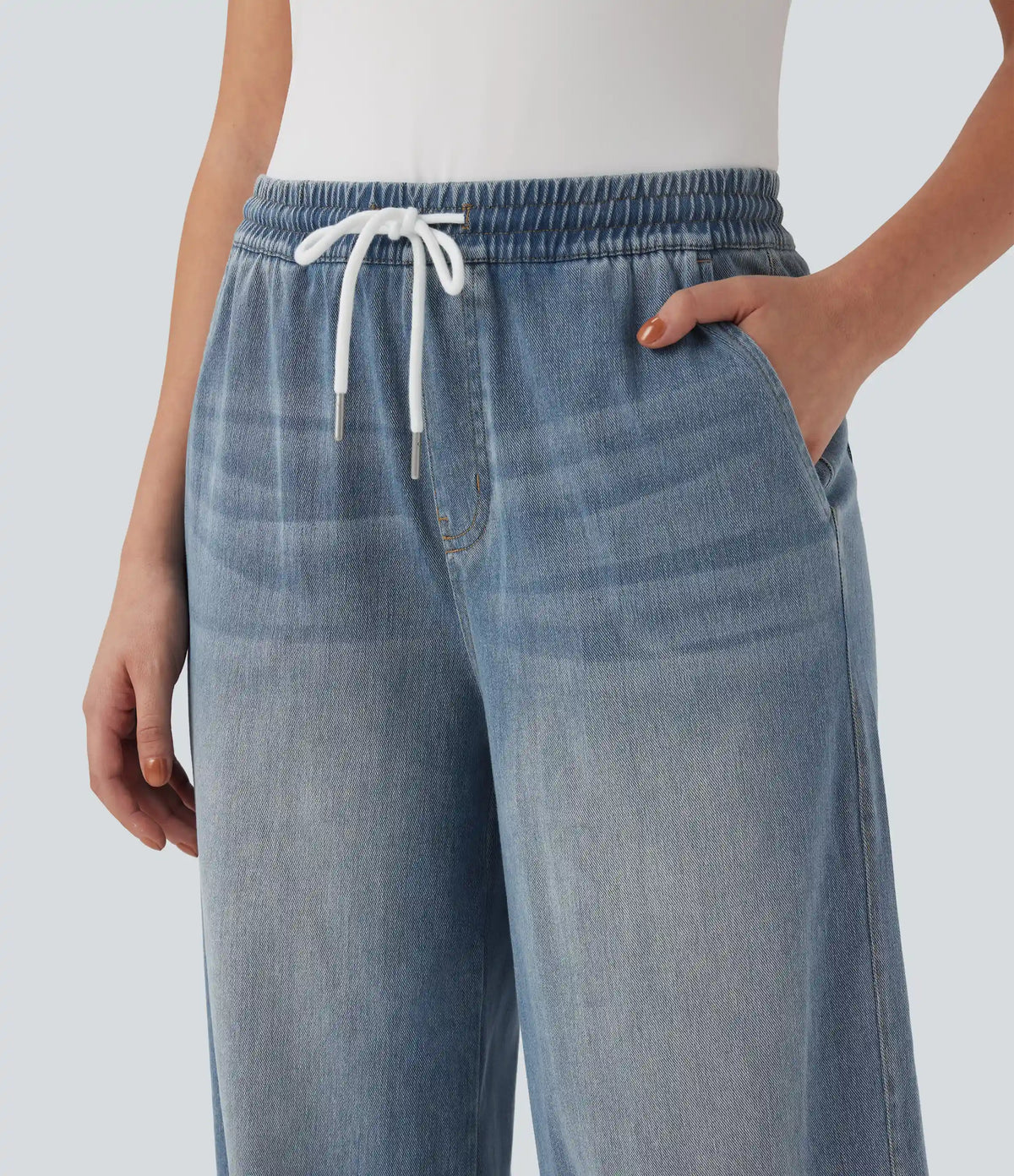 Halara Flex™ Mid Rise Drawstring Casual Sweatpants Jeans with Pockets
