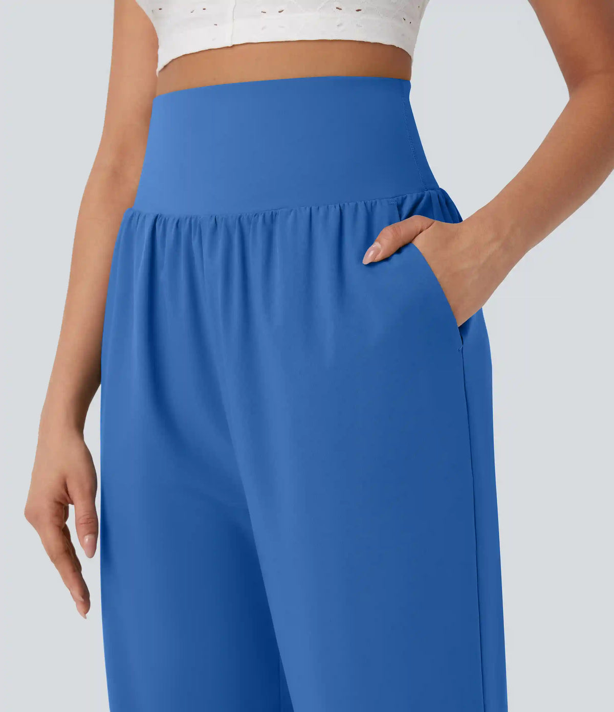 Breezeful™ High Waisted Tummy Control Hem Quick Dry Capri Pants with Pockets