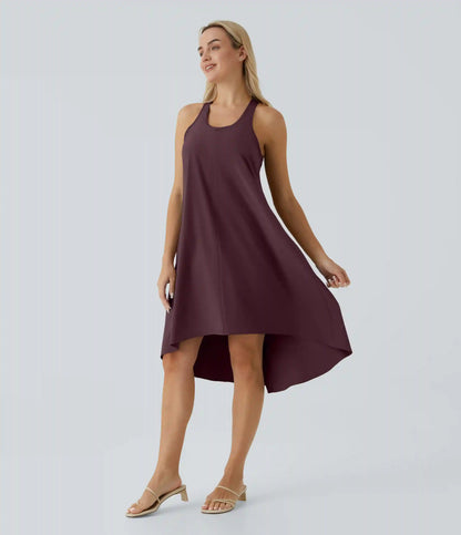 Breezeful™ RacerPocket High Low Flowy Midi Quick Dry Casual Dress