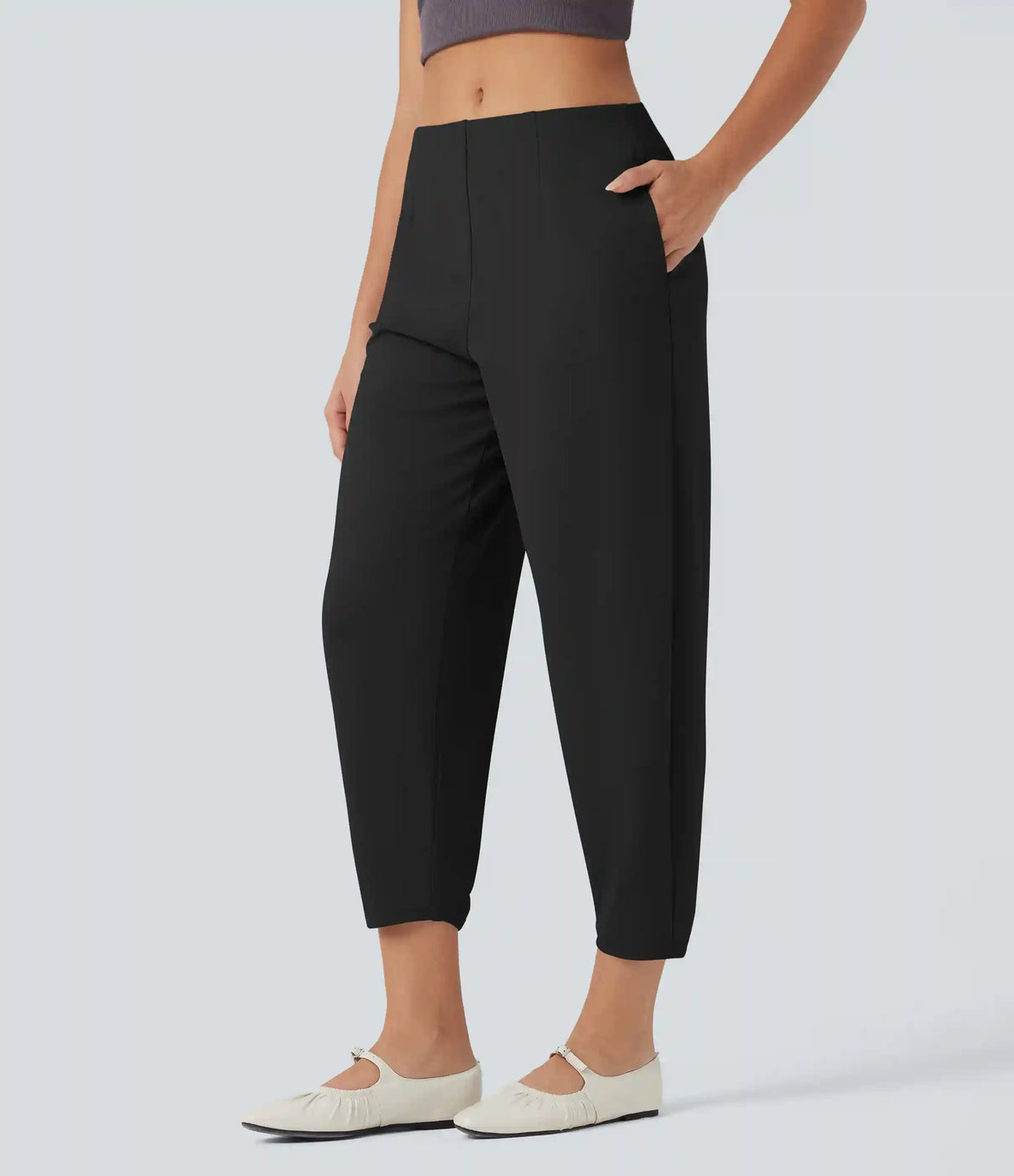 Halara Flex™ Mid Rise Tapered Crepe Work Pants with Pockets