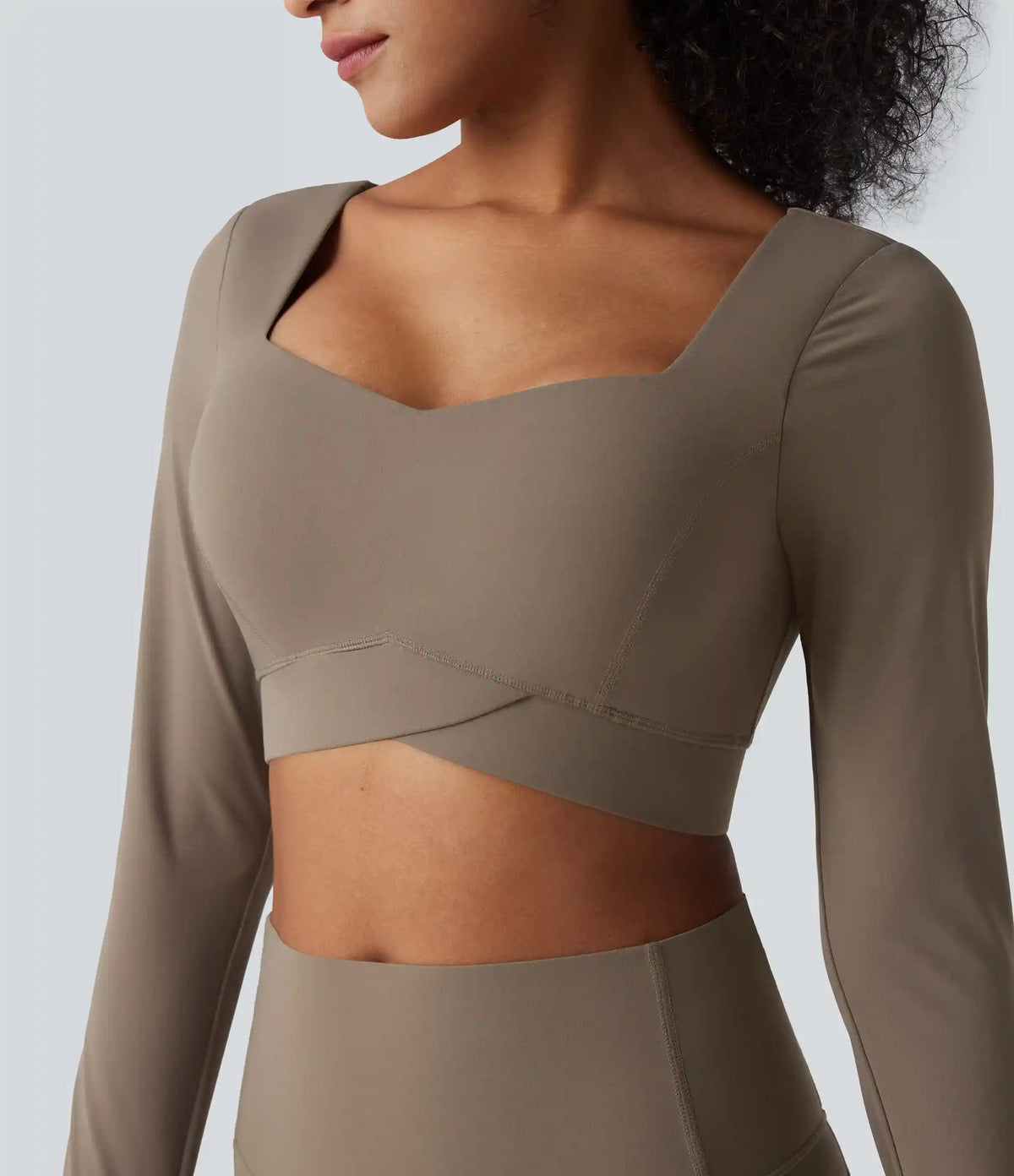 Halara UltraSculpt™ Push-Up Long Sleeve Thumb Holes Crossover Hem Cropped Workout Sports Top