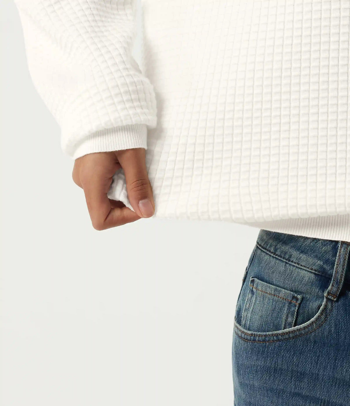 Long Sleeve Waffle Casual Sweater