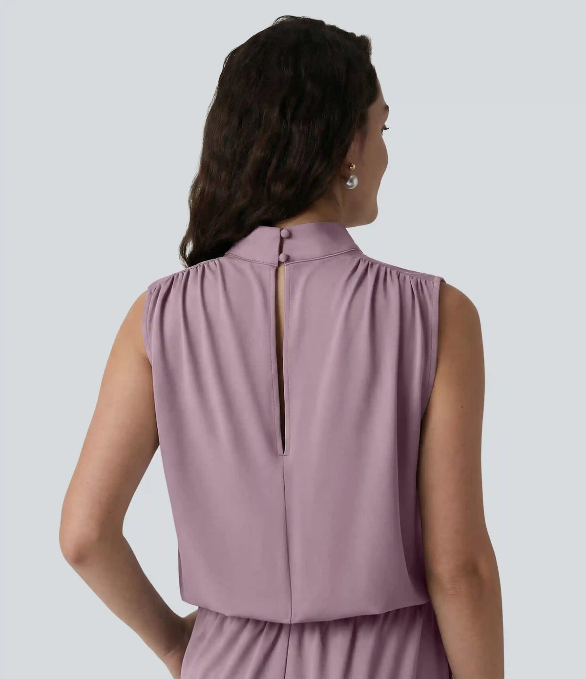 Stand Collar Sleeveless Straight Leg Bridesmaid And Wedding Guest Jumpsuit with Pockets-Easy Peezy