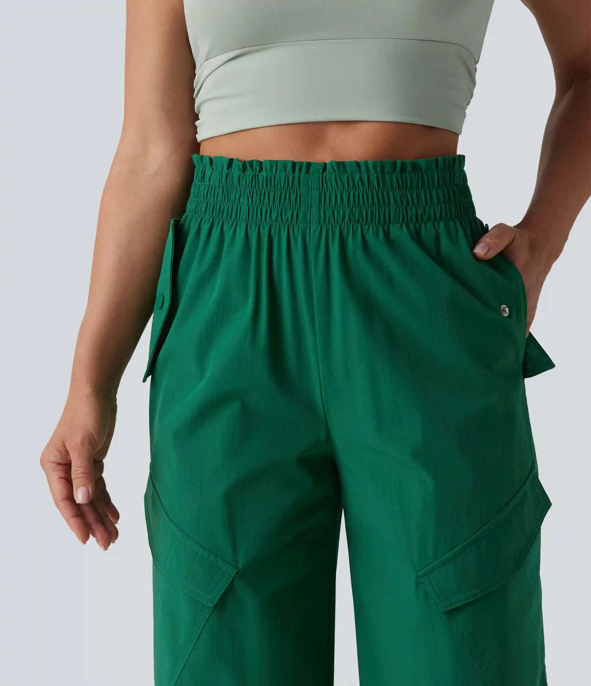 Lettuce Trim High Waisted Workout Cargo Pants with Pockets