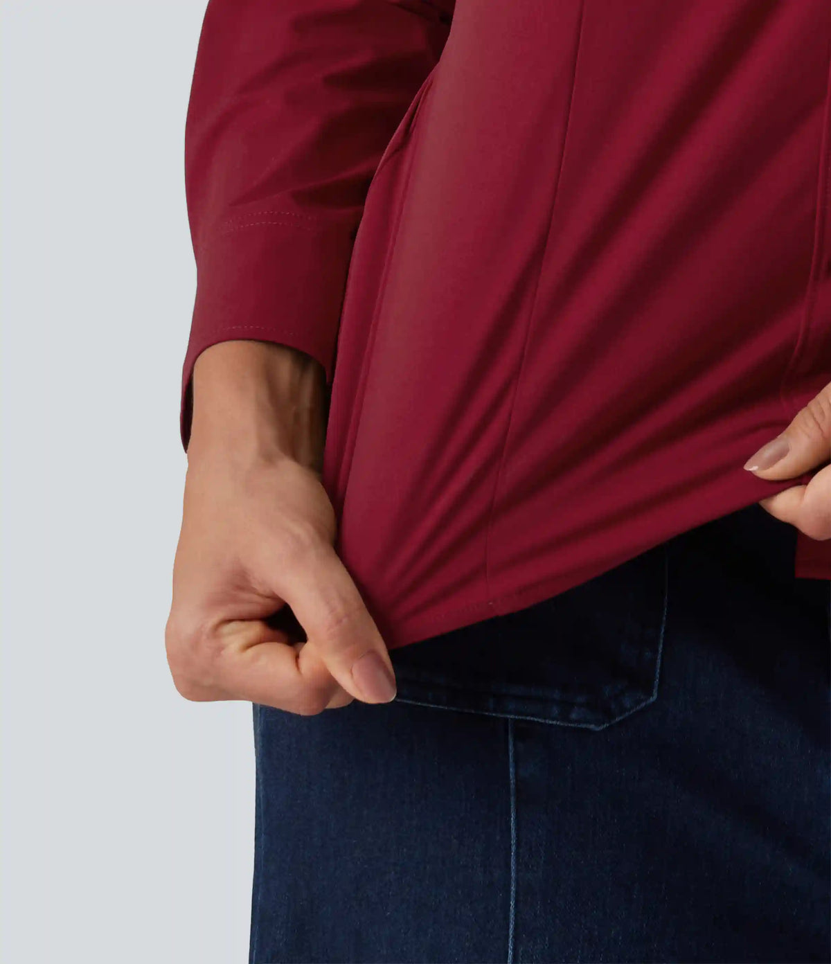 Long Sleeve Curved Hem Work Shirt