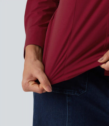 Long Sleeve Curved Hem Work Shirt