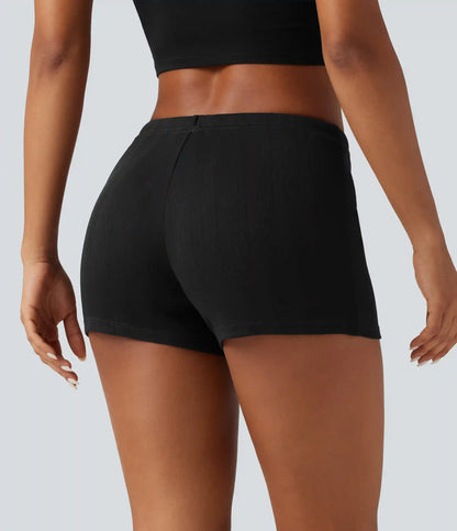 Low Rise Drawstring Skinny Casual Shorts 3"