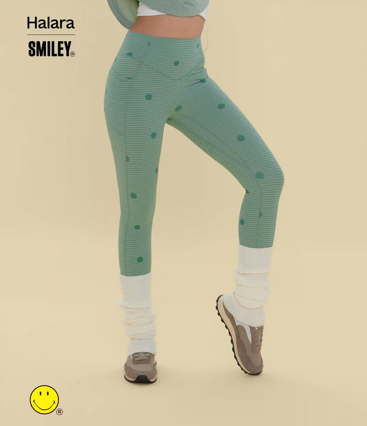 Halara X Smiley® Halara UltraSculpt™ Stripe Print High Waisted Scrunch Butt Lifting Tummy Control Training Leggings with Pockets